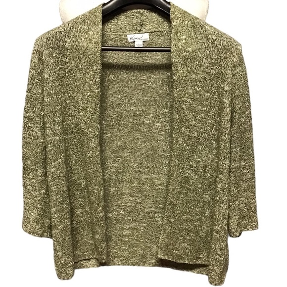 Kim Rogers chunky olive green cardigans, 3/4 sleeves, size Large - Picture 1 of 5